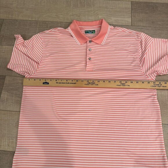 PRO TOUR MENS PINK AND WHITE STRIPE DRY FIT GOLF SHIRT SIZE XL - Picture 7 of 8